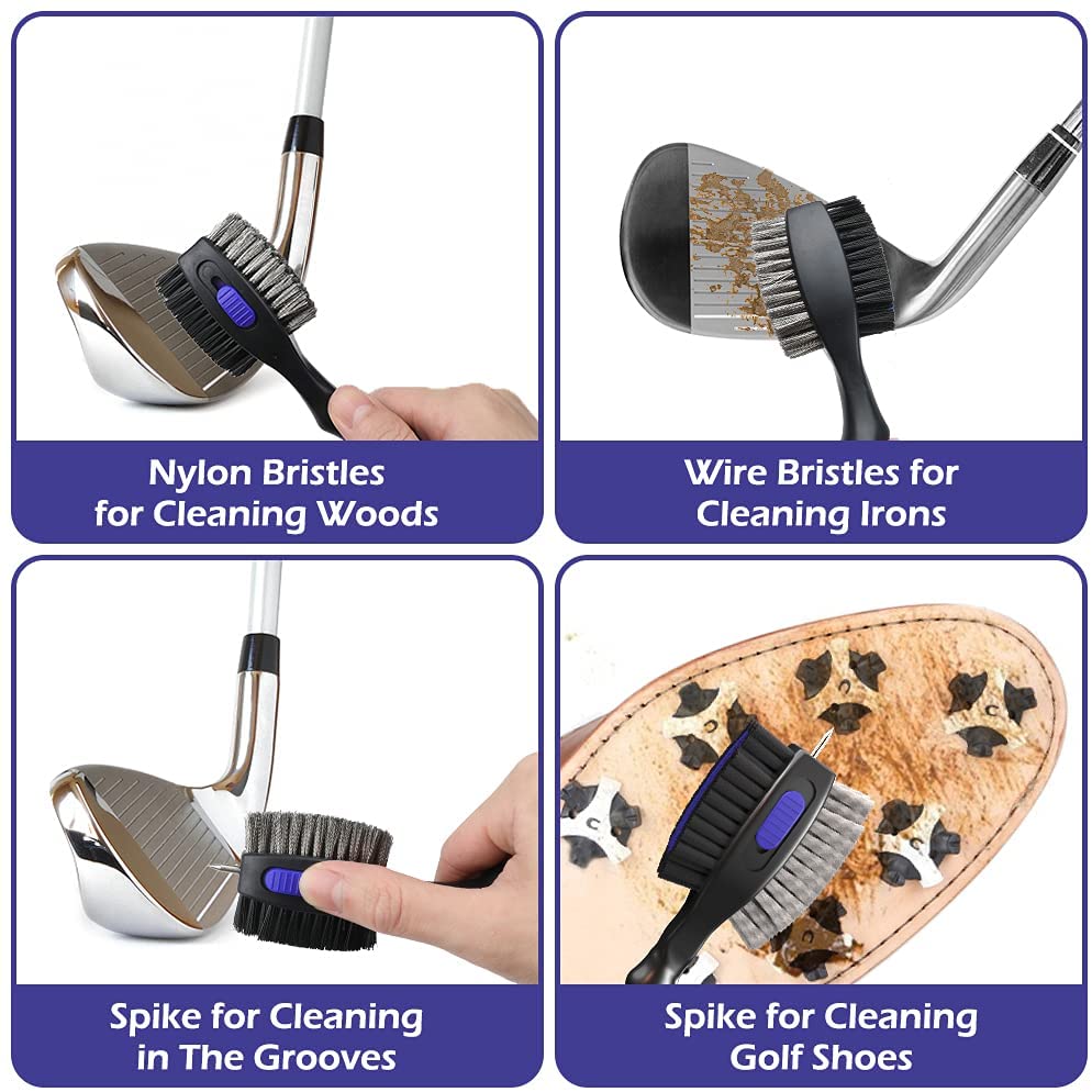 THIODOON 2 Pack Golf Club Brush and Groove Cleaner