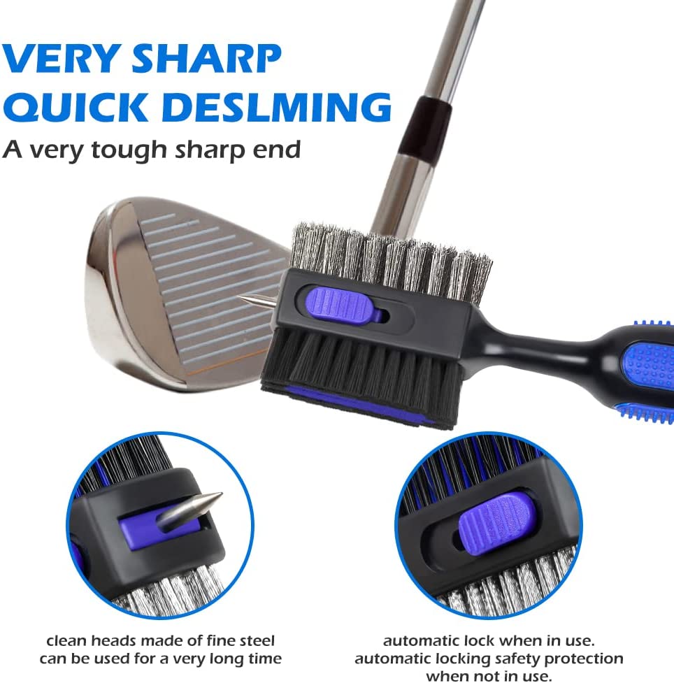 THIODOON 2 Pack Golf Club Brushes and Groove Cleaner with Magnetic Keychain
