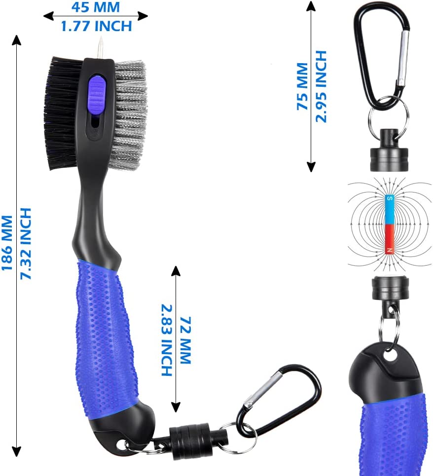 THIODOON 2 Pack New Golf Club Brushes and Groove Cleaner with Magnetic Keychain Oversized Golf Brush Head