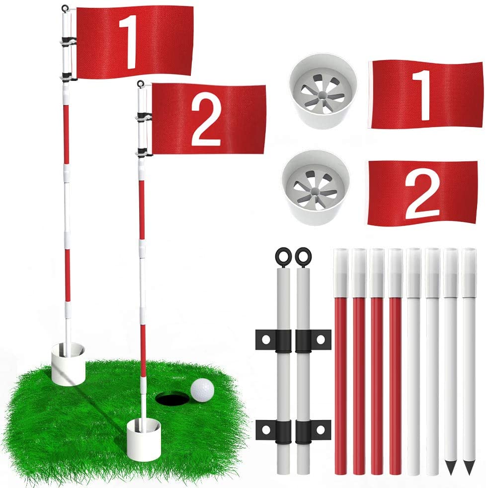 THIODOON 2 Pack Golf Flagstick 6ft Golf Flag and Cup