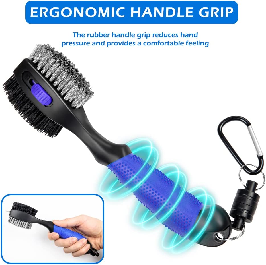 THIODOON 2 Pack New Golf Club Brushes and Groove Cleaner with Magnetic Keychain Oversized Golf Brush Head