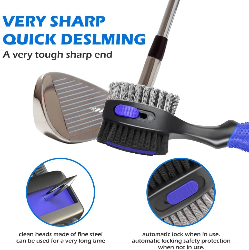 THIODOON 2 Pack New Golf Club Brushes and Groove Cleaner with Magnetic Keychain Oversized Golf Brush Head