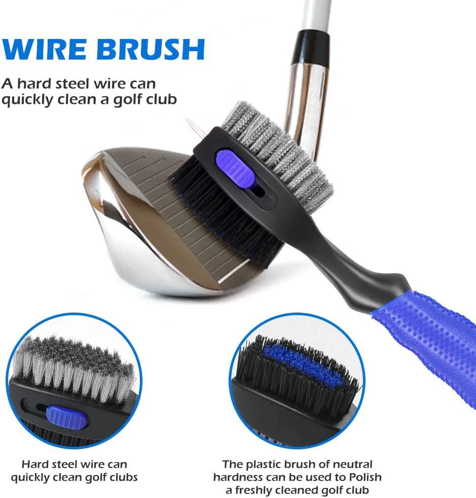 THIODOON 2 Pack New Golf Club Brushes and Groove Cleaner with Magnetic Keychain Oversized Golf Brush Head