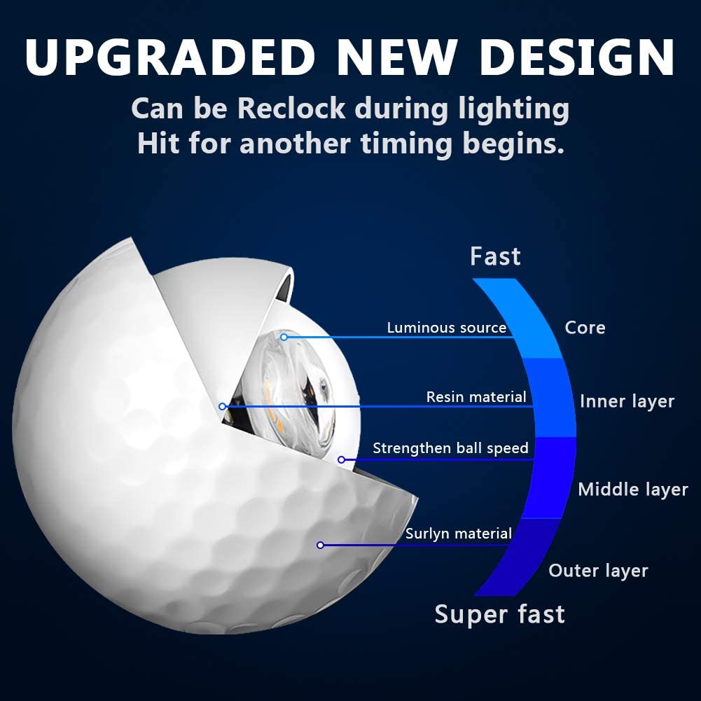 THIODOON Upgrade LED Golf Balls for Night Sports (6 Pack)