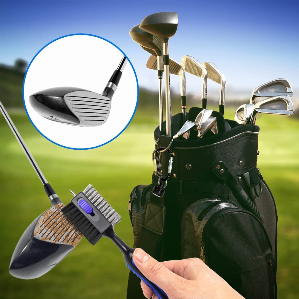 THIODOON 2 Pack Golf Club Brushes and Groove Cleaner with Magnetic Keychain