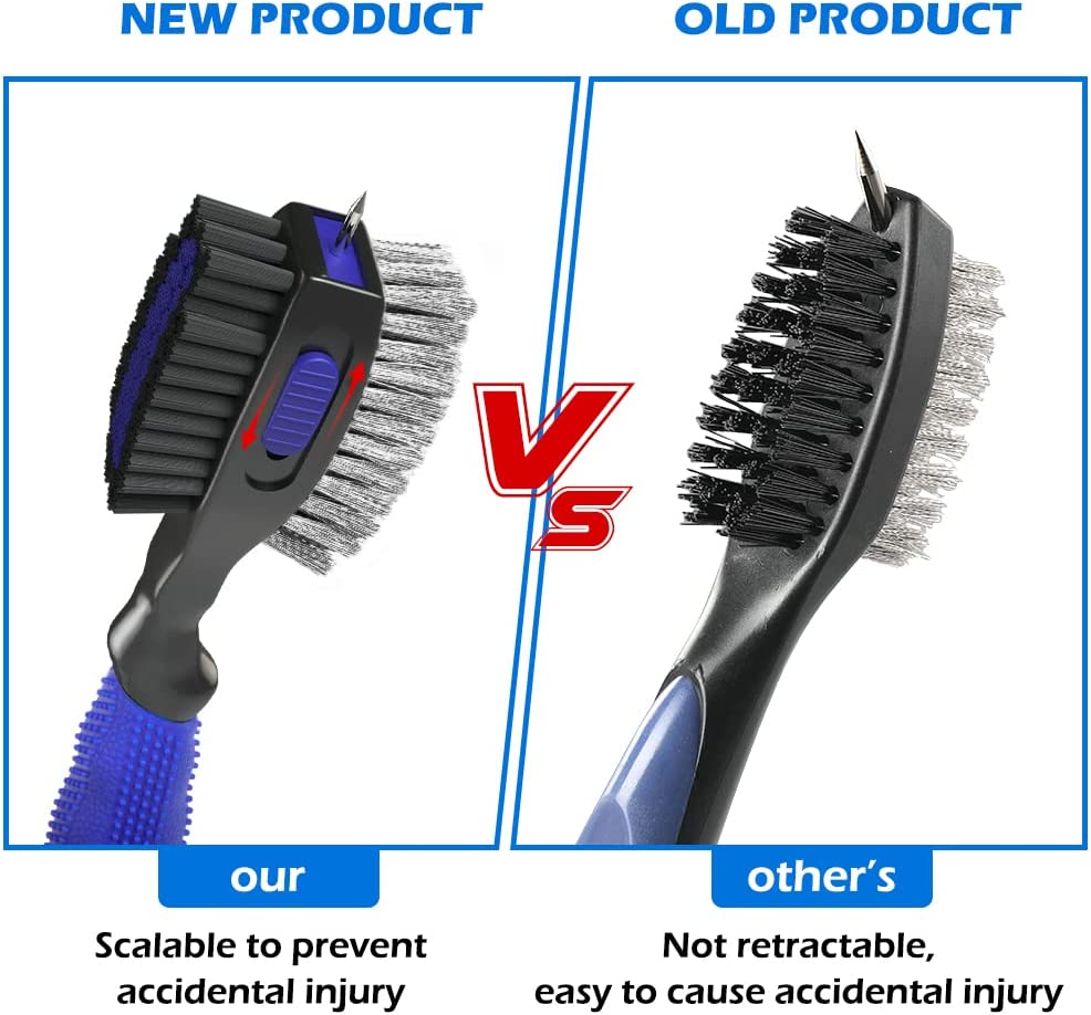 THIODOON 2 Pack New Golf Club Brushes and Groove Cleaner with Magnetic Keychain Oversized Golf Brush Head