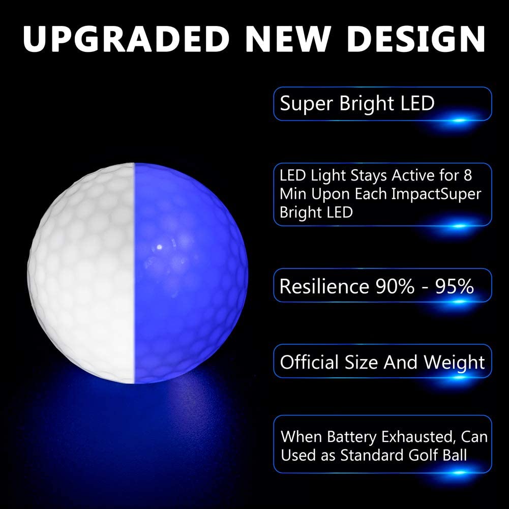THIODOON Upgrade LED Golf Balls for Night Sports (6 Pack)