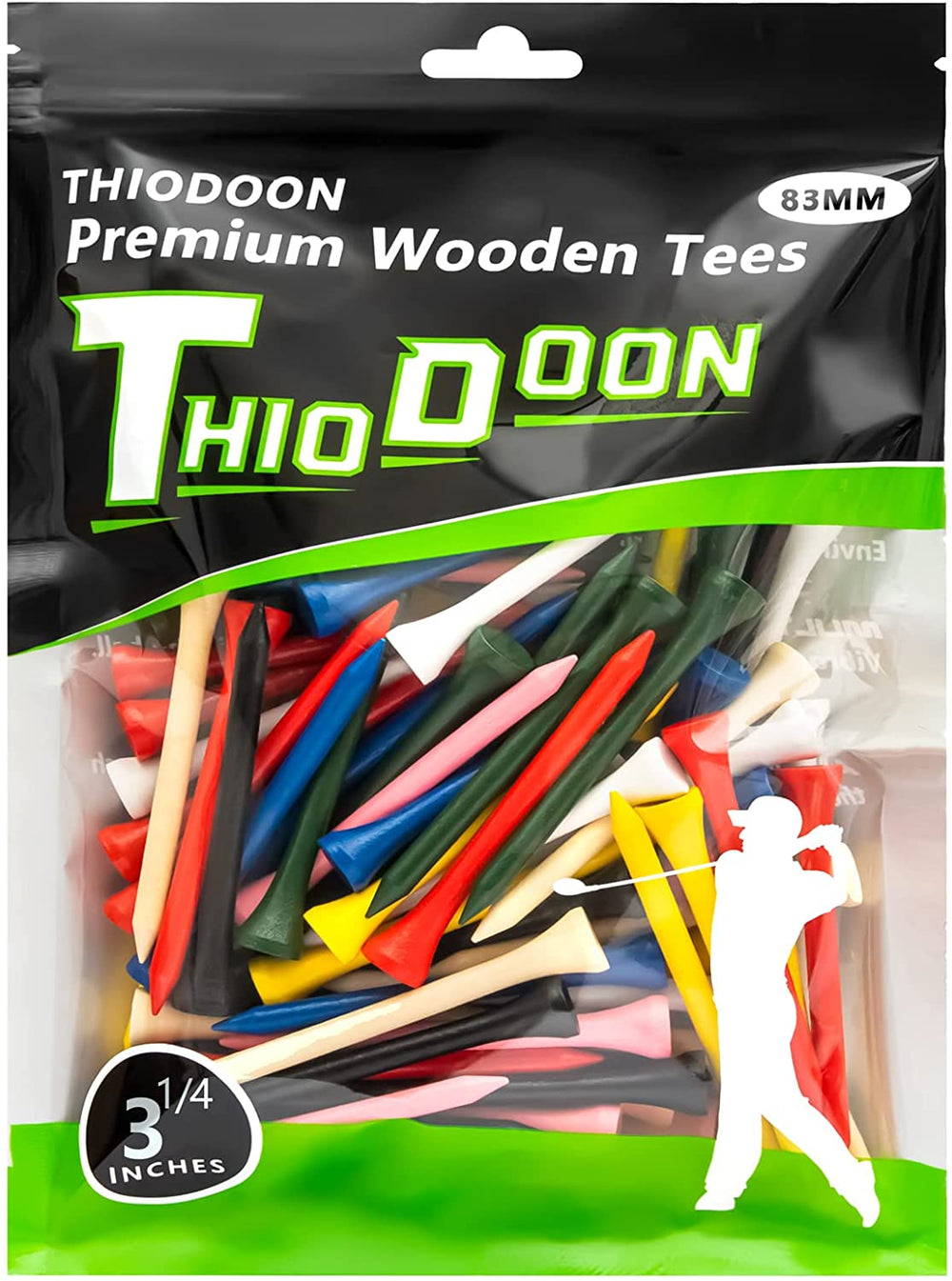 THIODOON Golf Tees - Professional Natural Wood Golf Tees (100 PCS)