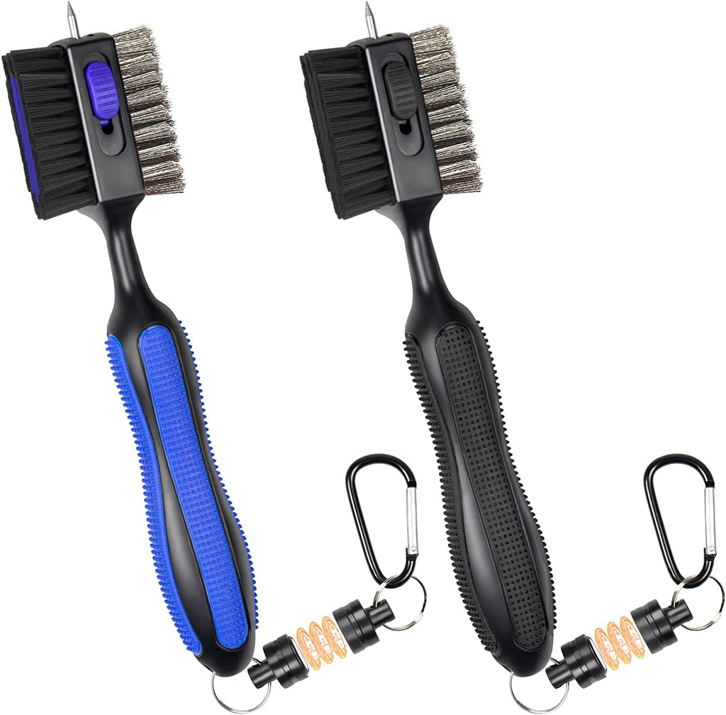 THIODOON 2 Pack Golf Club Brushes and Groove Cleaner with Magnetic Keychain